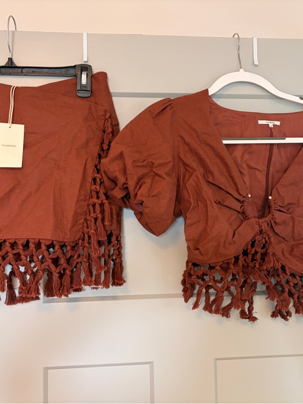 Tularosa Rust Tie-Front Crochet Fringe Set